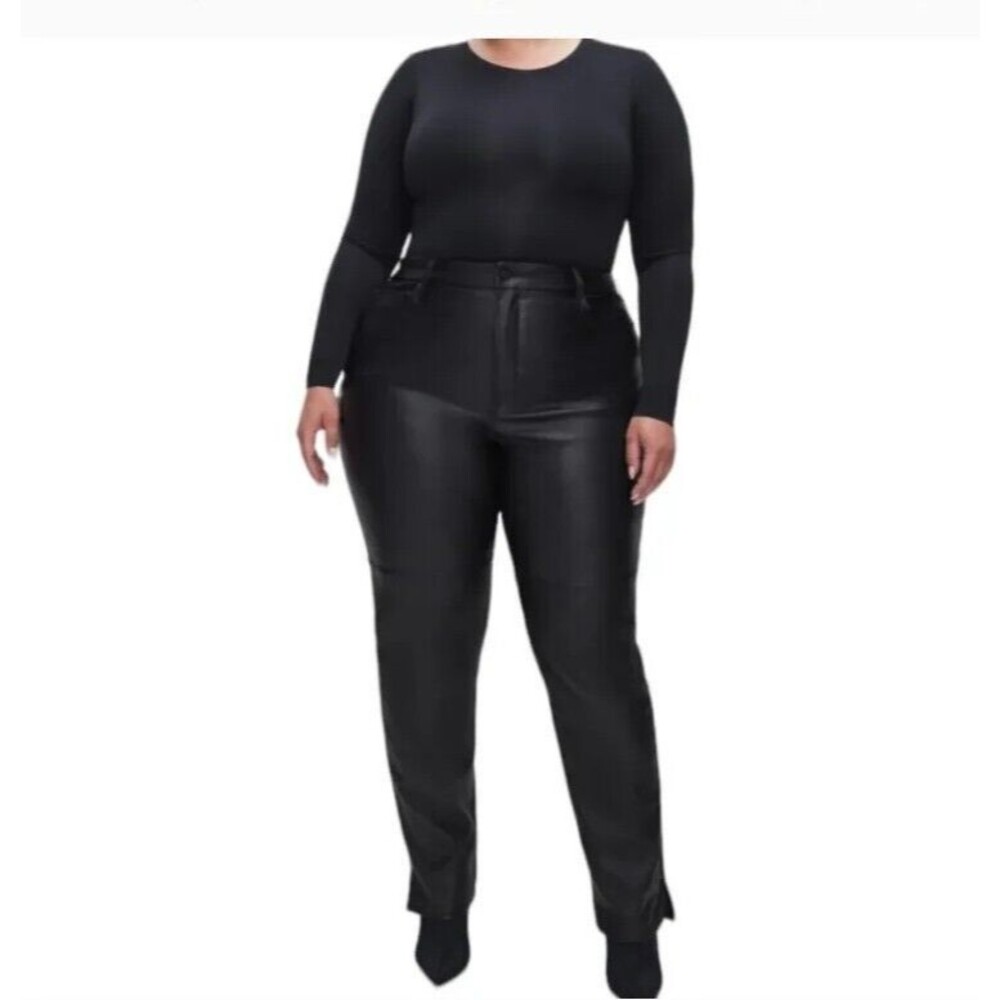 Good American Good Boy Faux Leather Pants Super High Rise Black Size 12/31